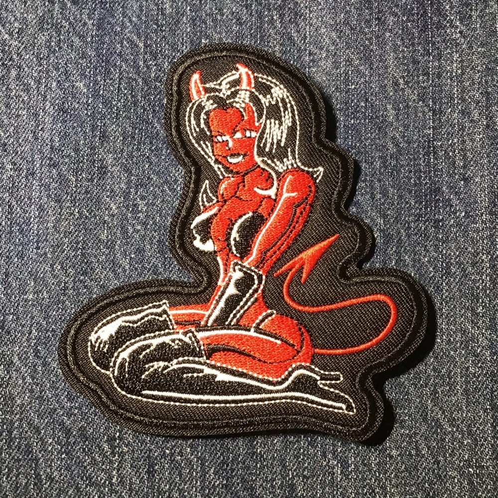 4” She Devil iron on biker patch